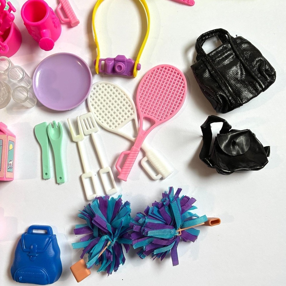 Vtg Barbie Accessories Lot Kitchen Sports Hat Pool Float Dishes Boom Box 100 pcs - Picture 6 of 12